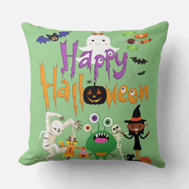 Happy Halloween Kids Niedlich und Spooky Kissen (Vorderseite)