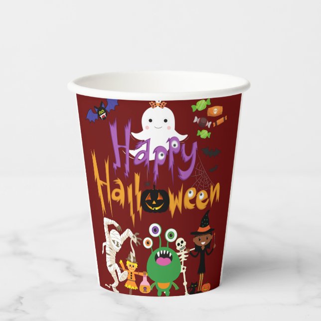 Happy Halloween Kids Niedlich und Spooky Pappbecher (Vorderseite)