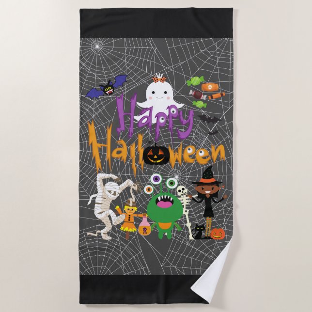 Happy Halloween Kids Niedlich und Spooky Strandtuch (Vorderseite)