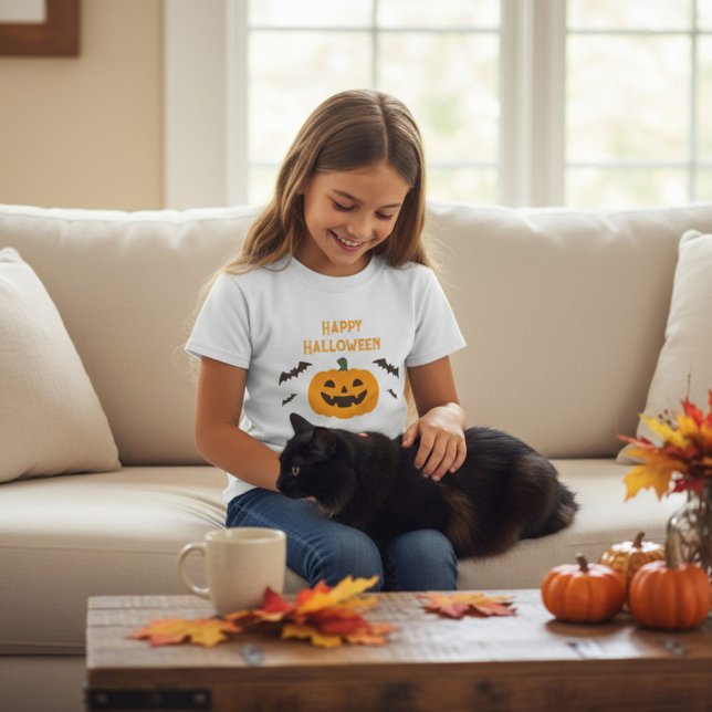 Happy Halloween Kids Pumpkin T - Shirt (Von Creator hochgeladen)