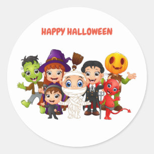 Happy Halloween Kinder tragen Kostüme Runder Aufkleber
