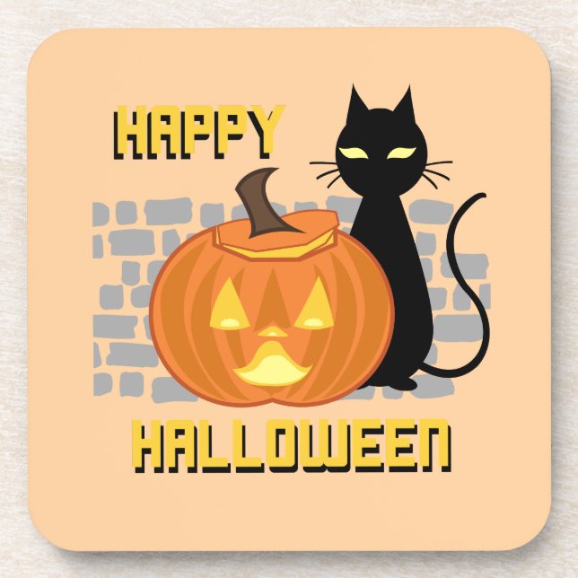Happy Halloween-Kissen Getränkeuntersetzer (Vorderseite)