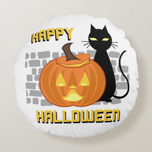 Happy Halloween-Kissen Rundes Kissen (Vorderseite)
