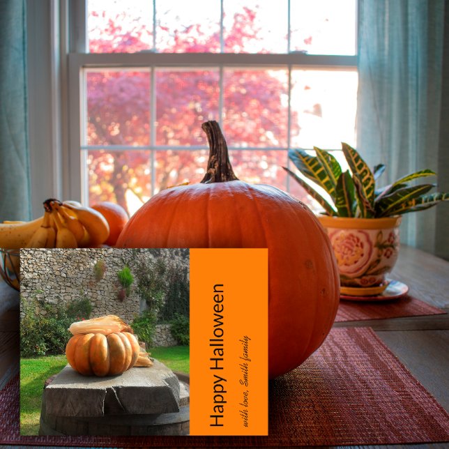 Happy Halloween Kürbis Foto Ankündigungspostkarte (Von Creator hochgeladen)