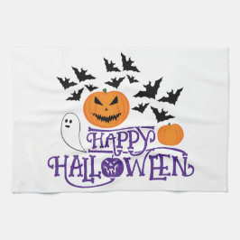 Happy Halloween Kürbis Gespenst Fledermäuse lila T Geschirrtuch
