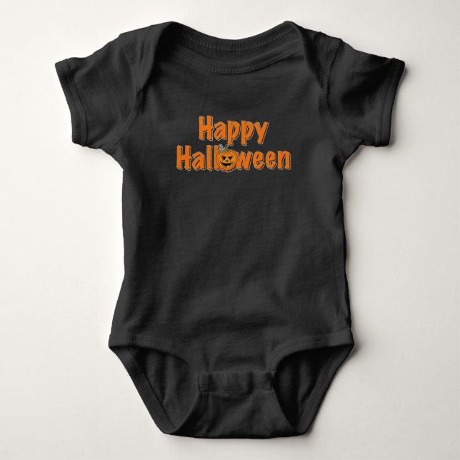 Happy Halloween-Kürbis-Kürbislaterne Baby Strampler (Vorderseite)