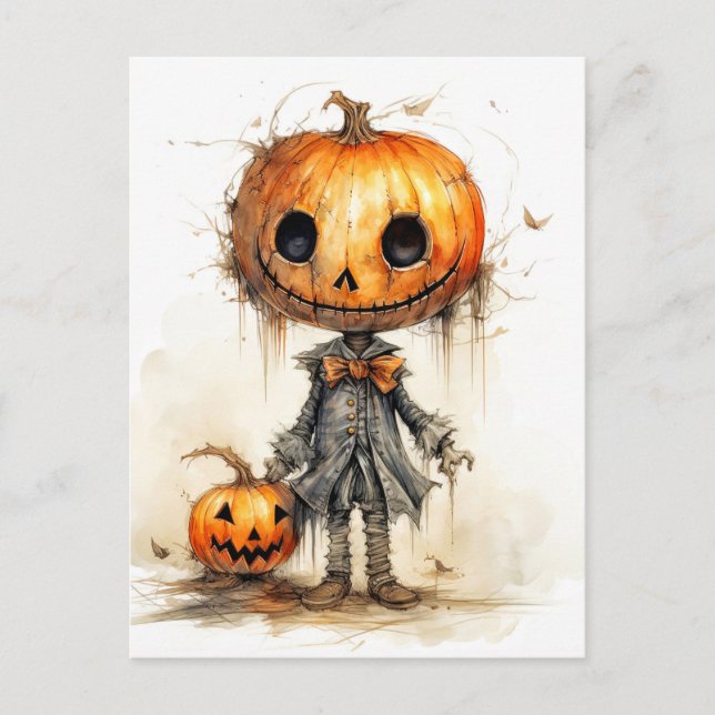 Happy Halloween | Kürbis Postkarte (Vorderseite)