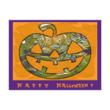 Happy Halloween Kürbis - Postkarte oder Einladung