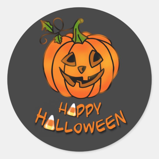 Happy Halloween | Kürbis | Süßmais Runder Aufkleber (Vorderseite)