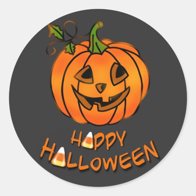 Happy Halloween | Kürbis | Süßmais Runder Aufkleber (Vorderseite)