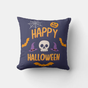 Happy Halloween Kürbisbisssteppel Orange Design Kissen