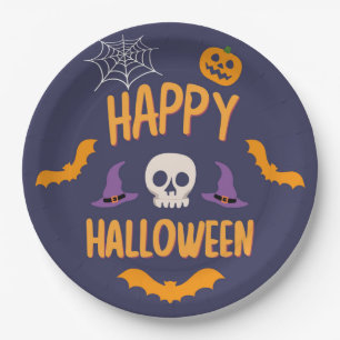 Happy Halloween Kürbisbisssteppel Orange Design Pappteller