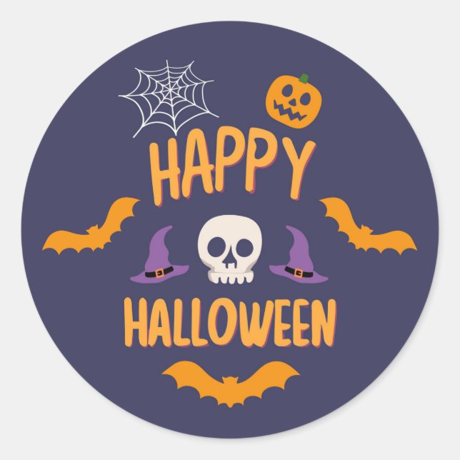 Happy Halloween Kürbisbisssteppel Orange Design Runder Aufkleber (Vorderseite)