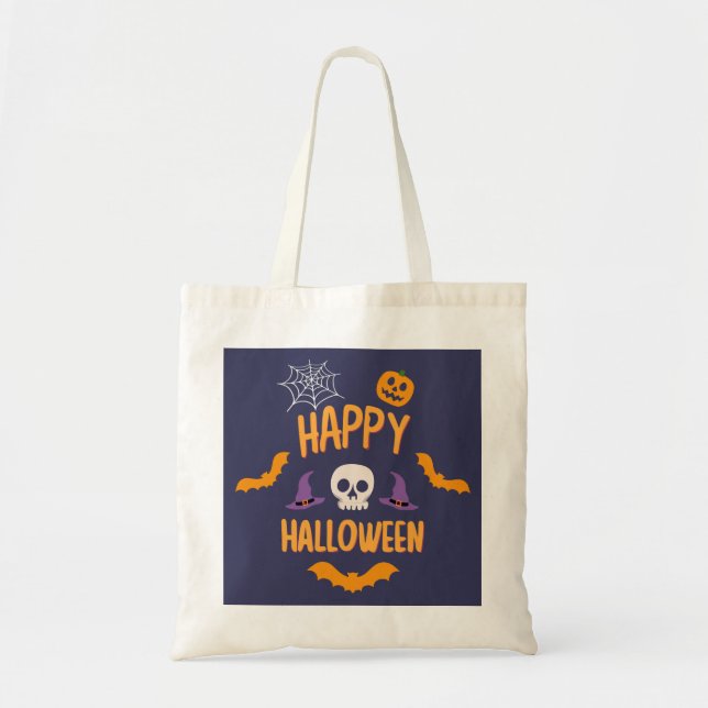 Happy Halloween Kürbisbisssteppel Orange Design Tragetasche (Vorne)