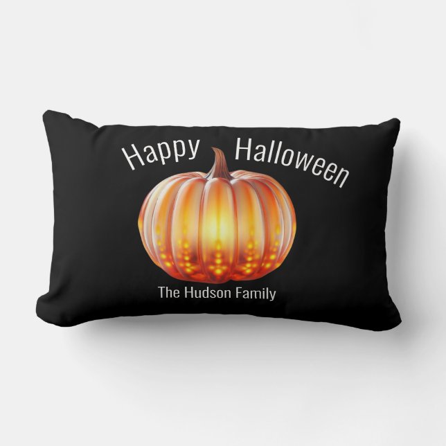 Happy Halloween Kürbisfamilie Lendenkissen (Vorderseite)