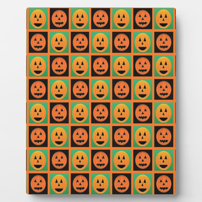 Happy Halloween Kürbisgesicht Fotoplatte (Vorderseite)