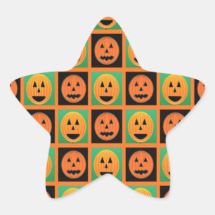 Happy Halloween Kürbisgesicht Stern-Aufkleber