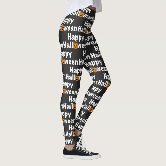 Happy Halloween Kürbiskugel-Jack-Laterne Leggings (Rechts)