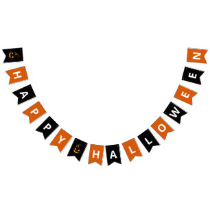 Happy Halloween Kürbislaterne Black   Orange Wimpelkette
