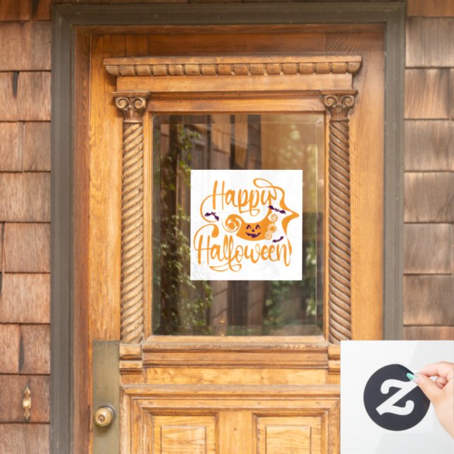Happy Halloween-Kürbislaterne Fensteraufkleber (Haustür)