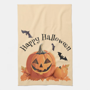 Happy Halloween Kürbislaterne Geschirrtuch