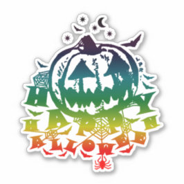 Happy Halloween Kürbislaterne Multi Color Aufkleber