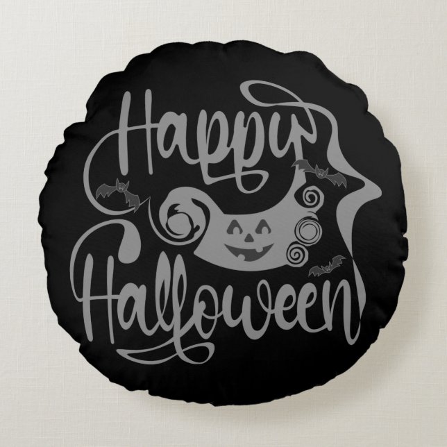 Happy Halloween-Kürbislaterne Rundes Kissen (Vorderseite)