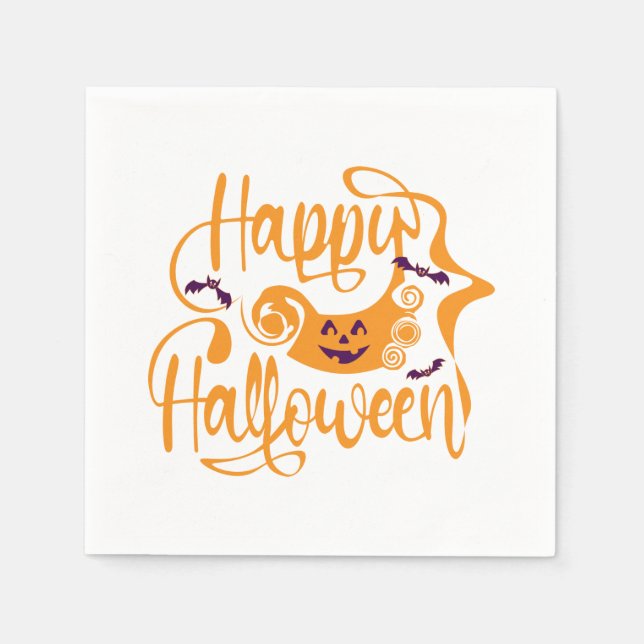 Happy Halloween-Kürbislaterne Serviette (Vorderseite)