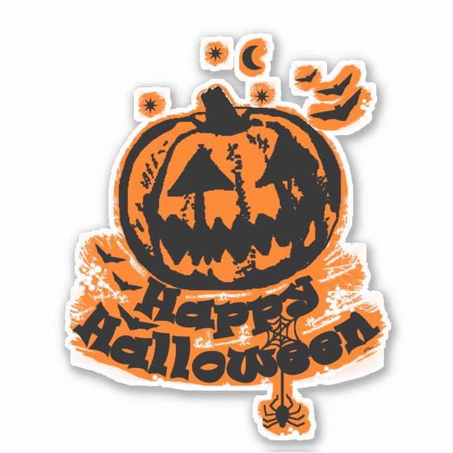 Happy Halloween Kürbislaterne Spider Aufkleber (Vorderseite)
