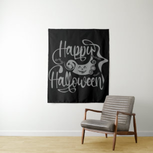 Happy Halloween-Kürbislaterne Wandteppich