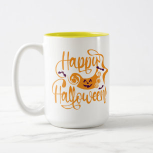 Happy Halloween-Kürbislaterne Zweifarbige Tasse