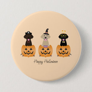 Happy Halloween Labrador Retriever Dogs Pumpkin Button