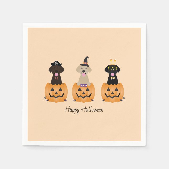 Happy Halloween Labrador Retriever Dogs Pumpkin Serviette (Vorderseite)