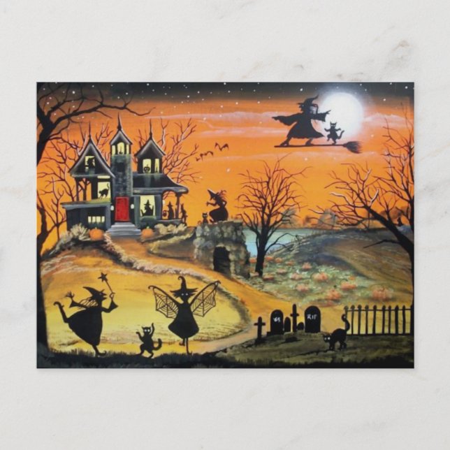 Happy Halloween Landschaft Holiday Postcard Feiertagspostkarte (Vorderseite)
