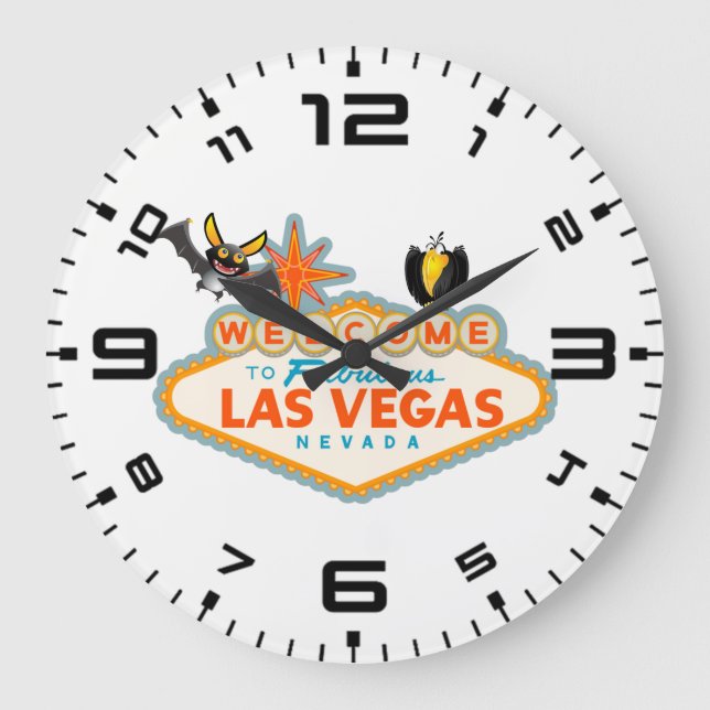 Happy Halloween Las Vegas Style Große Wanduhr (Vorderseite)