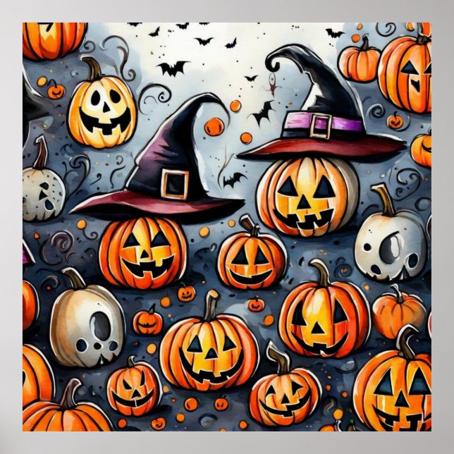 Happy Halloween Leckerei oder Tricks Design Poster (Vorne)