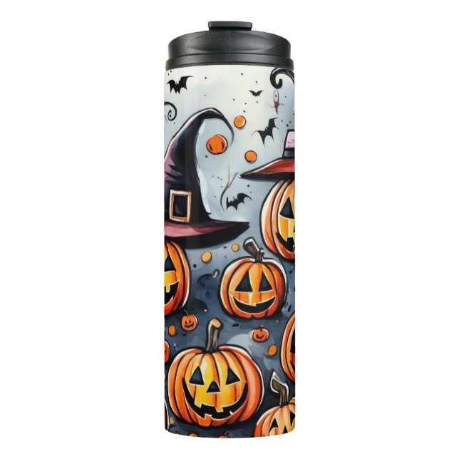 Happy Halloween Leckerei oder Tricks Design Thermosbecher (Vorderseite)