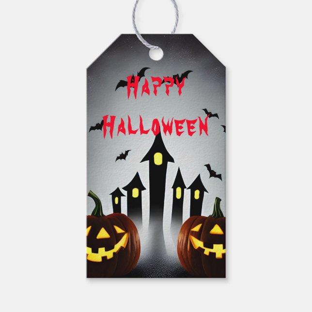 Happy Halloween Leckereien Creepy Jack 'o Lantern Geschenkanhänger (Vorderseite)