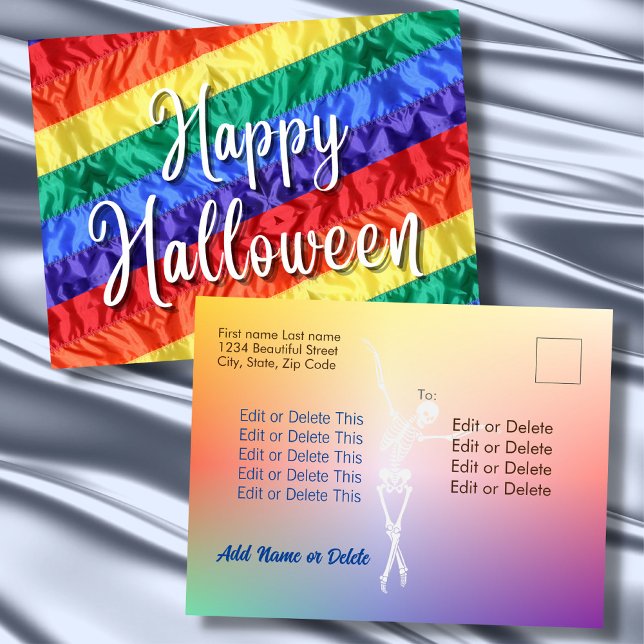 Happy Halloween LGBT Gay Regenbogen Fahne bunt Postkarte (Von Creator hochgeladen)