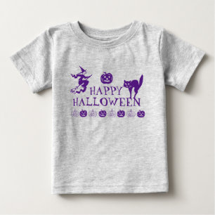 Happy Halloween lila graues Kostüm Baby T-shirt