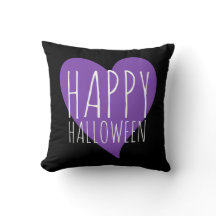 Happy Halloween Lila Herz-Schwarz & Graue Streifen