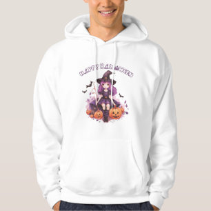 Happy Halloween Lila Hexenkürbis & Fledermäuse Hoodie
