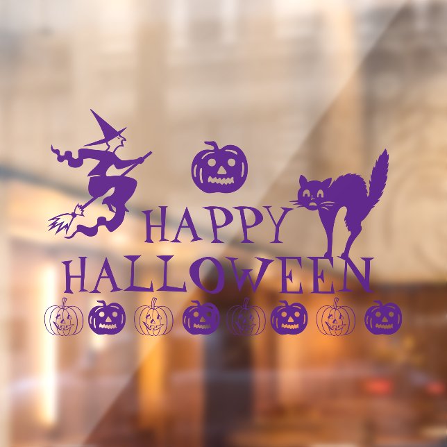 Happy Halloween lila, sprichwörtliche niedliche Ei Fensteraufkleber (Blatt 2)