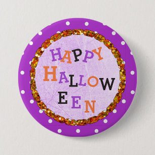 Happy Halloween Lila und orange Tasten Button