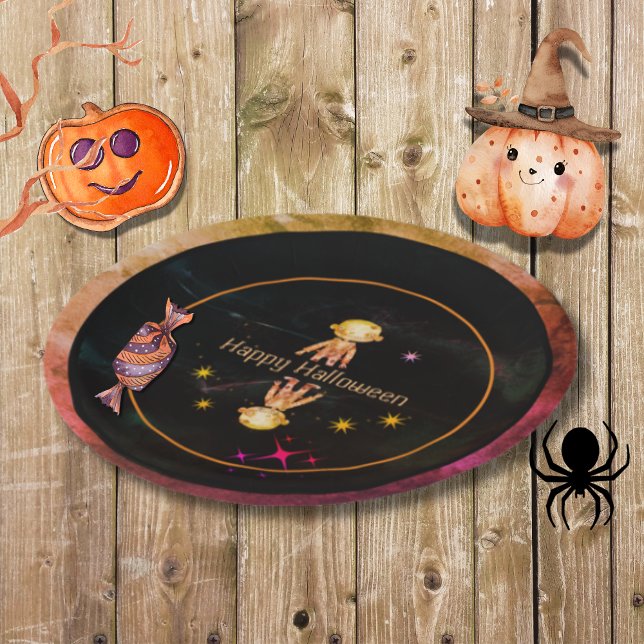 Happy Halloween Little Monster Pappteller (Happy Halloween Little Monster Paper Plates)