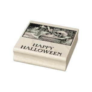 Happy Halloween livres crâne tampon caoutchouc