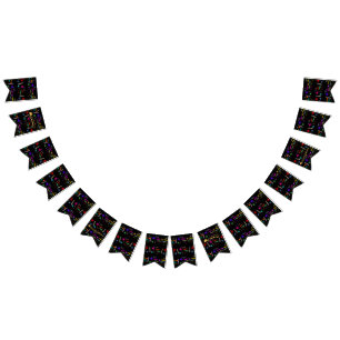 Happy Halloween Lollipops und Candy Black Pattern Wimpelkette