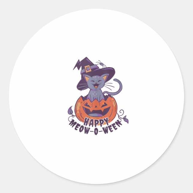 Happy Halloween Meowoween Tank Top Runder Aufkleber (Vorderseite)