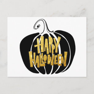 Happy Halloween Minimalistisch Pumpkin Postkarte