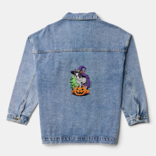 Happy Halloween mit Boston Terrier Mummy & Hexe Jeansjacke